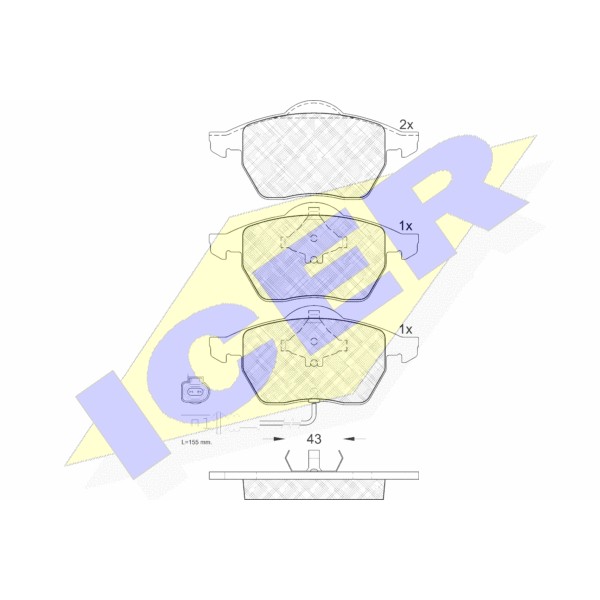 Слика на плочки ICER 181396 за Seat Toledo 2 Saloon (1M2) 1.8 20VT - 180 коњи бензин