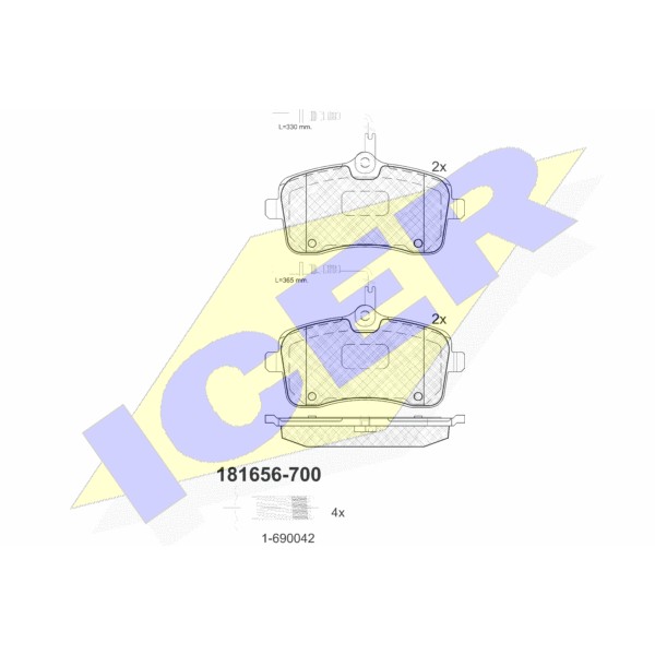 Слика на плочки ICER 181656-700 за Peugeot 407 SW 1.8 - 116 коњи бензин