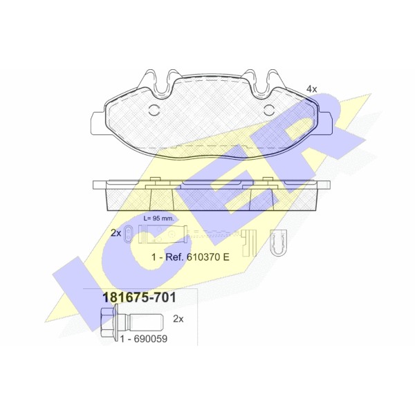 Слика на плочки ICER 181675-701 за Mercedes Vito BOX (w639) 115 CDI - 150 коњи дизел