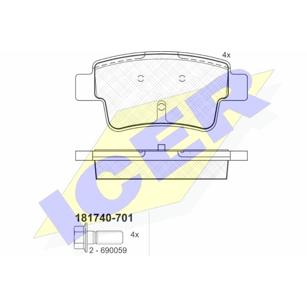 Слика на плочки ICER 181740 за Fiat Punto Evo 1.3 D Multijet - 75 коњи дизел