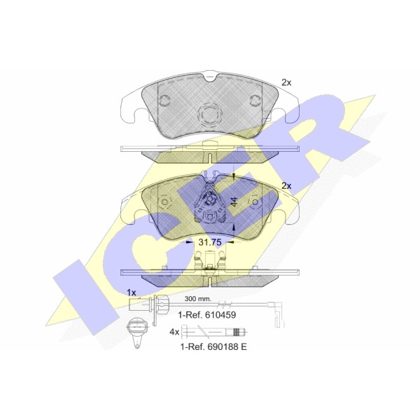 Слика на плочки ICER 181862 за Audi A4 Avant (8K5, B8) 2.0 TDI - 120 коњи дизел