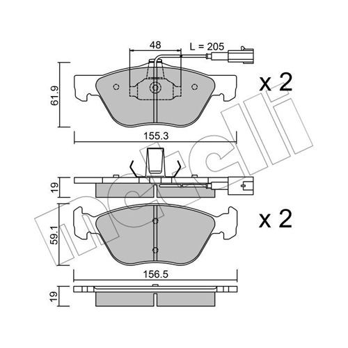 Слика на плочки METELLI 22-0083-0 за Alfa Romeo 145 (930) Hatchback 2.0 16V Quadrifoglio - 155 коњи бензин