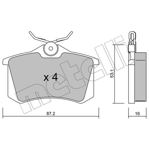 Слика на плочки METELLI 22-0100-2 за Peugeot 208 1.6 GTi - 208 коњи бензин