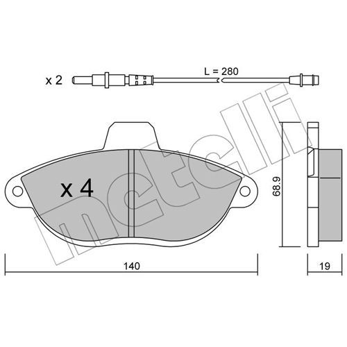 Слика на плочки METELLI 22-0105-0 за Citroen Jumpy U6U 2.0 i 16V - 138 коњи бензин