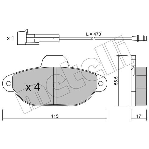 Слика на плочки METELLI 22-0159-0 за Fiat Punto 176 60 1.2 - 60 коњи бензин