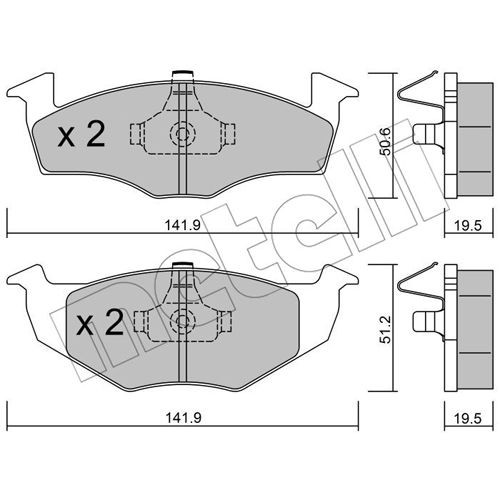 Слика на плочки METELLI 22-0206-1 за VW Golf 3 (1H1) 1.4 - 60 коњи бензин