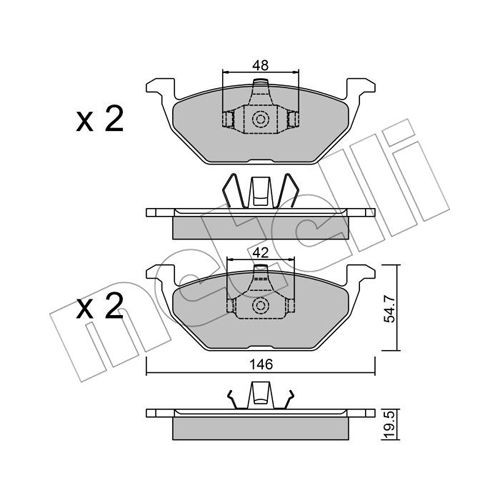 Слика на плочки METELLI 22-0211-1 за VW UP 1.0 - 60 коњи бензин