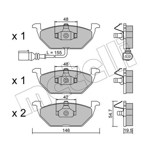 Слика на плочки METELLI 22-0211-2 за Audi A3 Sportback (8PA) 1.6 E-Power - 102 коњи Бензин/Етанол