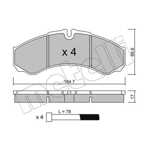 Слика на плочки METELLI 22-0212-3 за камион Iveco Daily 2 Bus Box 29 L 10 V (ALJA43A2, ALJA42A2, ALJA41A2) - 95 коњи дизел