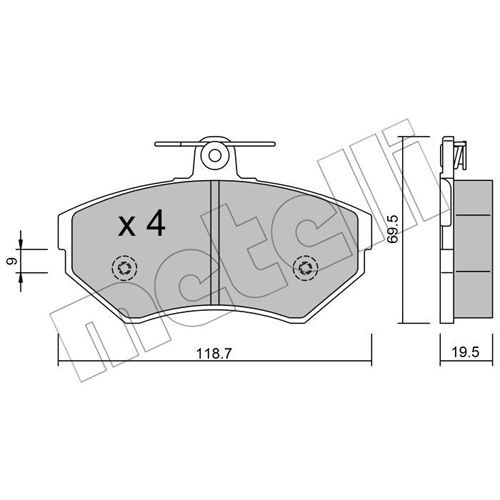 Слика на плочки METELLI 22-0215-0 за VW Golf 3 (1H1) 1.8 - 90 коњи бензин