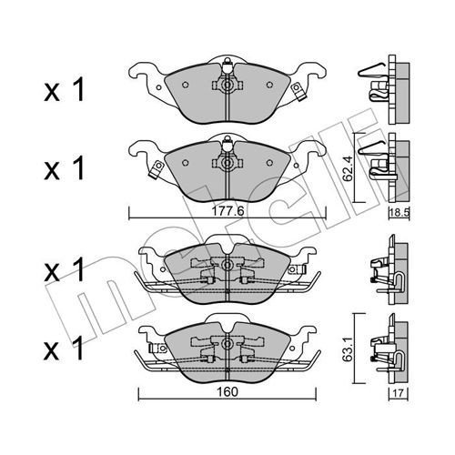 Слика на плочки METELLI 22-0257-0 за Opel Astra G Saloon 1.7 DTI 16V - 75 коњи дизел