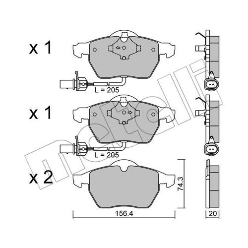 Слика на плочки METELLI 22-0314-0 за Audi A6 Sedan (4F2, C6) 2.7 TDI - 163 коњи дизел