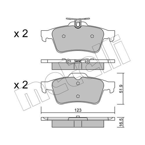 Слика на плочки METELLI 22-0337-1 за Saab 9-3x Estate 2.0 t BioPower XWD - 209 коњи Бензин/Етанол