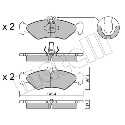 Слика на плочки METELLI 22-0571-0 за VW LT 28-46 2 Box (2DX0AE) 2.3 - 143 коњи бензин