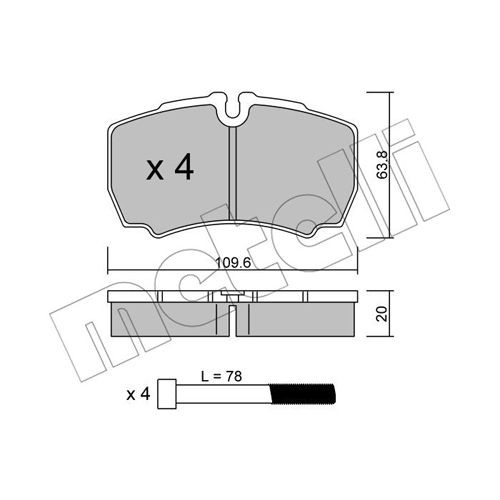 Слика на плочки METELLI 22-0604-0 за камион Iveco Daily 2 Bus Box 40 C 13 - 125 коњи дизел