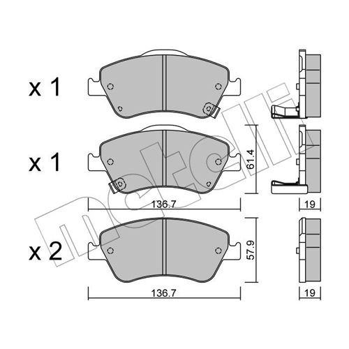 Слика на плочки METELLI 22-0794-0 за Toyota Auris (ZE15,RE15) 1.5 - 110 коњи бензин