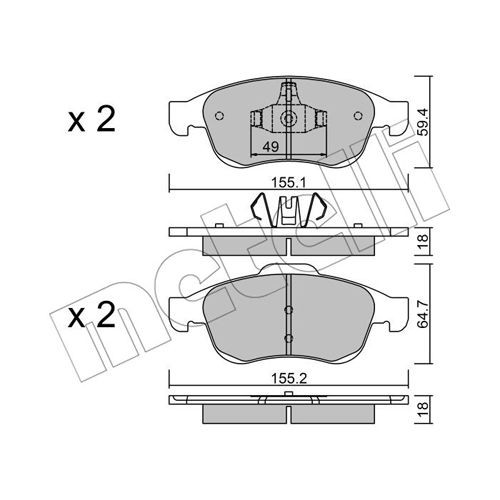 Слика на плочки METELLI 22-0817-0 за Renault Megane 3 Hatchback 1.6 16V (BZ1B, BZ1H) - 110 коњи бензин