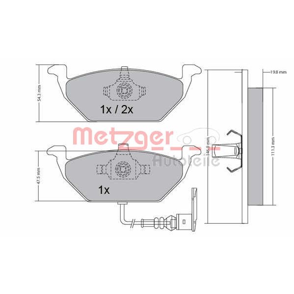 Слика на плочки METZGER 1170002 за Seat Leon (1P1) 1.4 16V - 86 коњи бензин