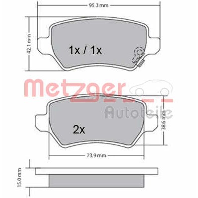 Слика на плочки METZGER 1170004 за Opel Astra G Saloon 1.6 - 103 коњи бензин