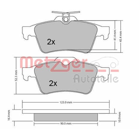 Слика на плочки METZGER 1170006 за Ford Focus 2 (da) 1.6 LPG - 115 коњи Бензин/Автогаз (LPG)