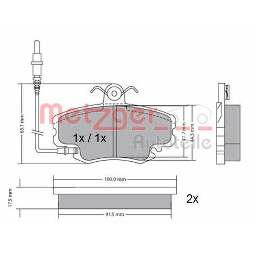 Слика на плочки METZGER 1170009 за Renault Clio 2 1.4 16V (B/CB0P) - 98 коњи бензин