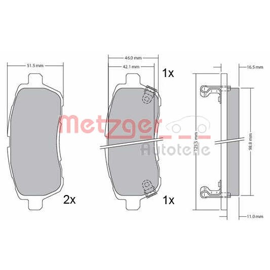 Слика на плочки METZGER 1170017 за Ford Fiesta 6 1.4 TDCi - 70 коњи дизел