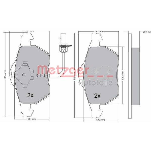 Слика на плочки METZGER 1170020 за VW Passat 4 Sedan (B5,3b2) 2.8 V6 - 193 коњи бензин