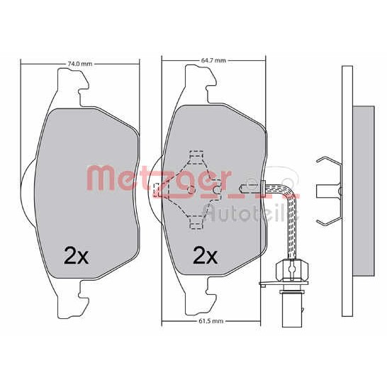 Слика на плочки METZGER 1170036 за VW Passat 5 Sedan (3b3) 4.0 W8 4motion - 275 коњи бензин