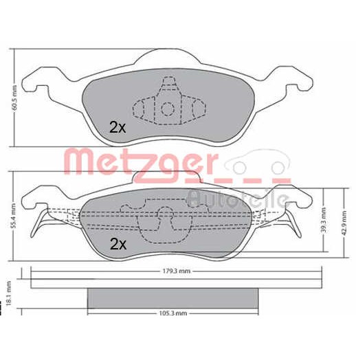 Слика на плочки METZGER 1170038 за Ford Focus (daw,dbw) 1.4 16V - 75 коњи бензин