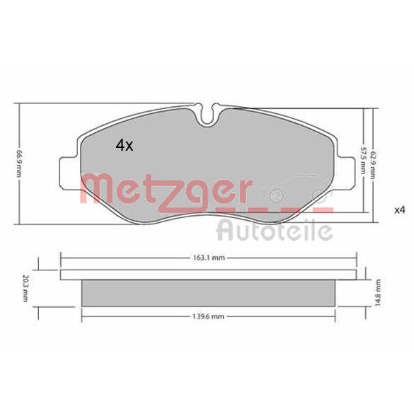 Слика на плочки METZGER 1170040 за Mercedes Vito BOX (w639) 115 CDI - 150 коњи дизел