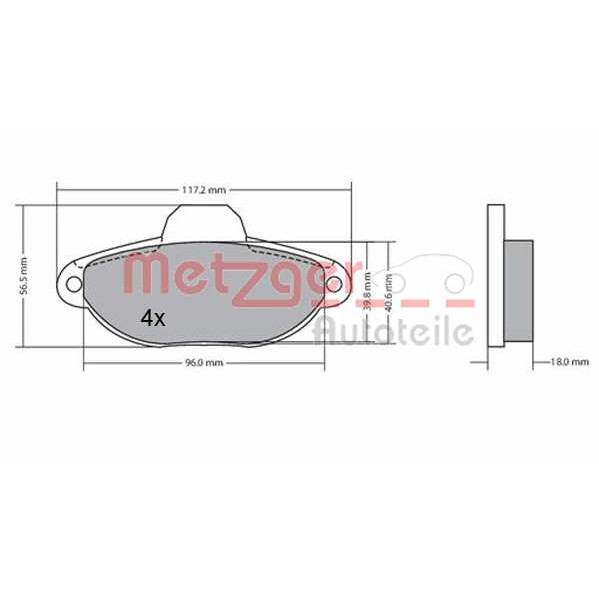 Слика на плочки METZGER 1170044 за Fiat Cinquecento 170 0.9 (170AB) - 41 коњи бензин