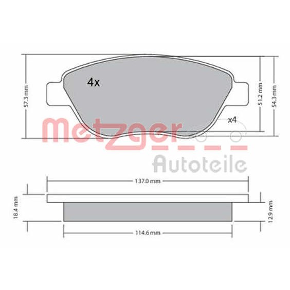 Слика на плочки METZGER 1170048 за Citroen C4 Coupe LA 2.0 16V - 177 коњи бензин