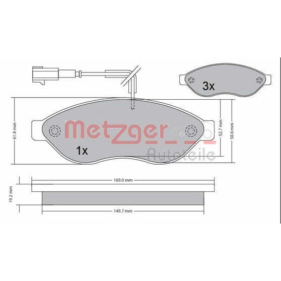 Слика на плочки METZGER 1170073 за Fiat Ducato Platform 250 160 Multijet 3,0 D - 158 коњи дизел