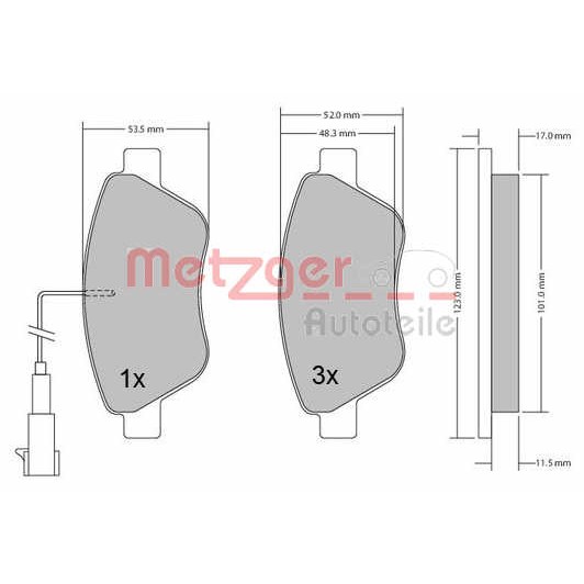 Слика на плочки METZGER 1170102 за Fiat 500 1.3 D Multijet - 95 коњи дизел