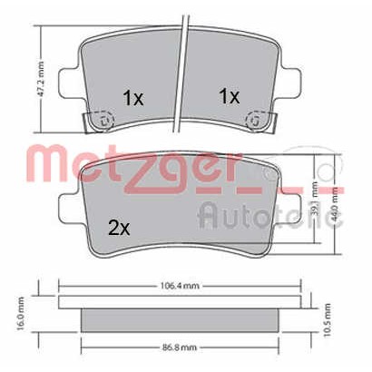 Слика на плочки METZGER 1170152 за Opel Insignia Sports Tourer 1.6 - 116 коњи бензин