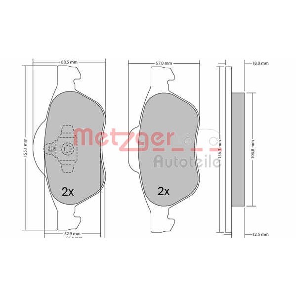 Слика на плочки METZGER 1170155 за Renault Megane 2 Saloon 1.6 - 105 коњи бензин