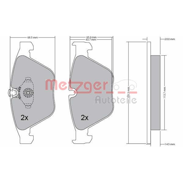 Слика на плочки METZGER 1170168 за BMW 3 Coupe E92 320 d xDrive - 177 коњи дизел