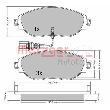 Слика на плочки METZGER 1170173 за Skoda Superb (3T4) 1.8 TSI 4x4 - 160 коњи бензин