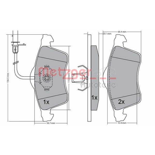 Слика на плочки METZGER 1170196 за VW Transporter T4 Box 1.9 D - 60 коњи дизел