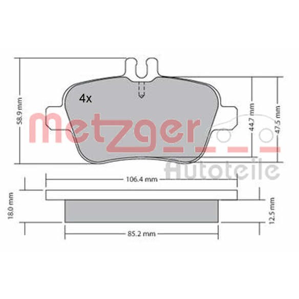 Слика на плочки METZGER 1170204 за Mercedes GLA-class (x156) GLA 220 CDI 4-matic (156.905) - 163 коњи дизел