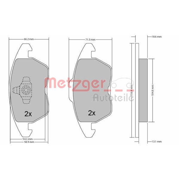 Слика на плочки METZGER 1170211 за Audi A1 Sportback (8XA) 1.4 TFSI - 122 коњи бензин