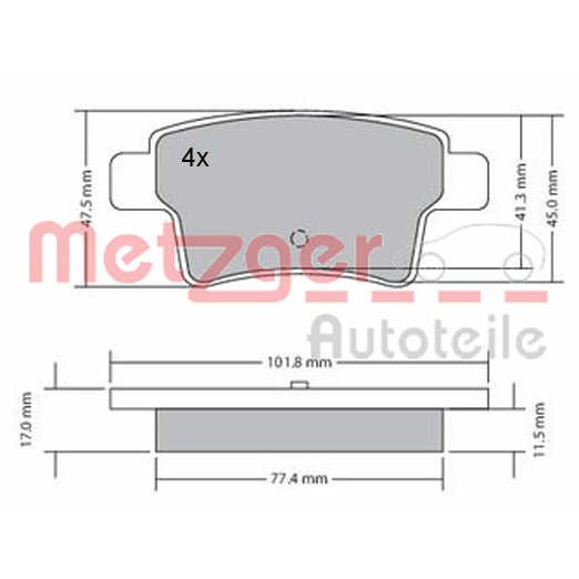 Слика на плочки METZGER 1170264 за Citroen C4 Picasso UD 1.8 i 16V - 125 коњи бензин