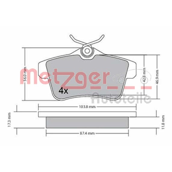 Слика на плочки METZGER 1170335 за Peugeot 5008 1.6 16V - 120 коњи бензин