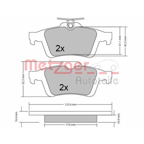 Слика на плочки METZGER 1170343 за Opel Vectra C Estate 2.2 DTI - 125 коњи дизел