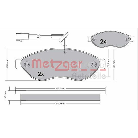 Слика на плочки METZGER 1170348 за Citroen Relay VAN 2.2 HDi 110 - 110 коњи дизел