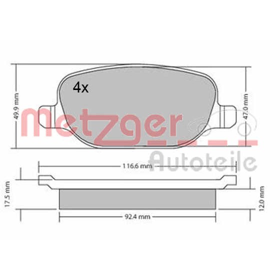 Слика на плочки METZGER 1170403 за Alfa Romeo 159 Sedan 2.0 JTDM - 136 коњи дизел