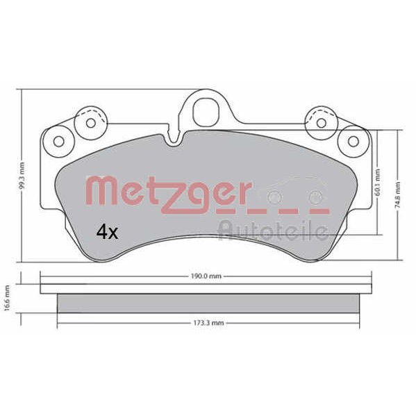 Слика на плочки METZGER 1170405 за Porsche Cayenne (955, 9PA) GTS 4.8 - 405 коњи бензин