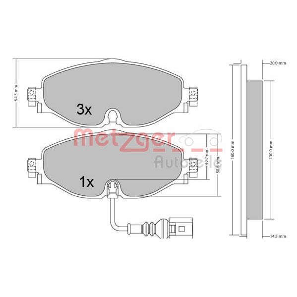 Слика на плочки METZGER 1170411 за VW Golf 7 (5G1) 1.4 TSI - 150 коњи бензин