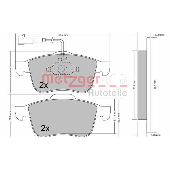 Слика на плочки METZGER 1170424 за Alfa Romeo 159 Sedan 1.8 MPI - 140 коњи бензин