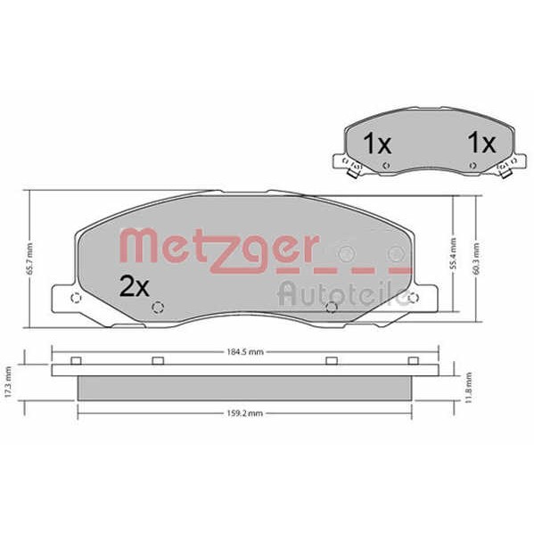 Слика на плочки METZGER 1170468 за Opel Insignia Hatchback 2.0 CDTI - 170 коњи дизел